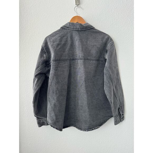 Black Denim Jacket-NWT- Oversized-Size Small B132 - Picture 4 of 6